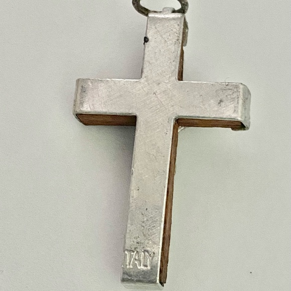 Italian Silver & Wood Crucifix Cross Pendant - Picture 4 of 7